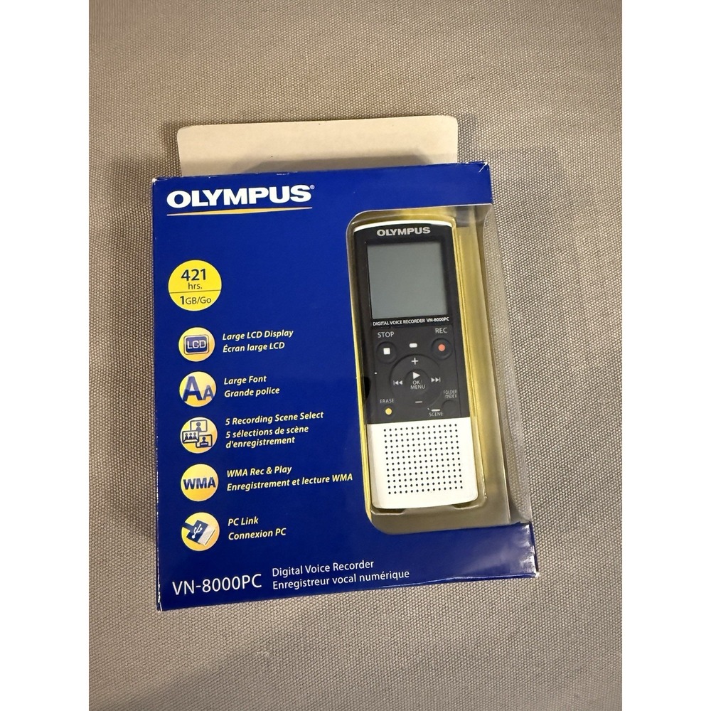 Olympus VN-8000PC Digital Voice Recorder PC Link‎ 1GB 421Hrs  Sealed